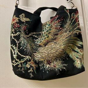 Sequined Black Canvas Bag